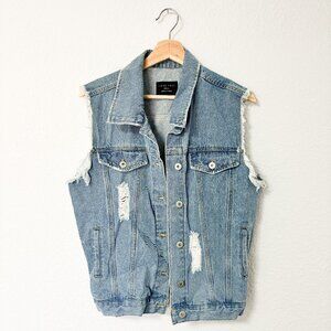 Denim Distressed Vest Size Small